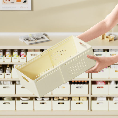 家用可伸缩收纳盒日式杂物厨房柜桌面收纳整理盒抽屉式直角收纳篮