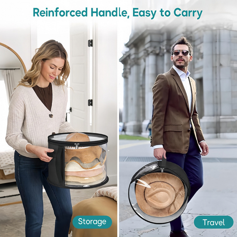 跨境圆形透明桶收纳盒便携旅行帽