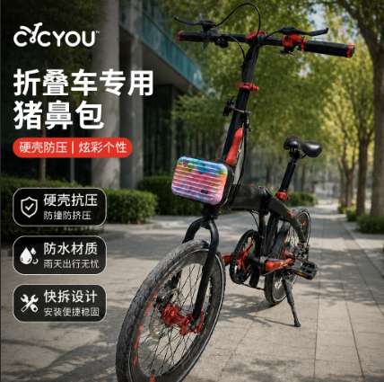 自行车前包小布猪鼻包可拆卸迷你旅行箱车头包便携包ABS+PC硬壳包