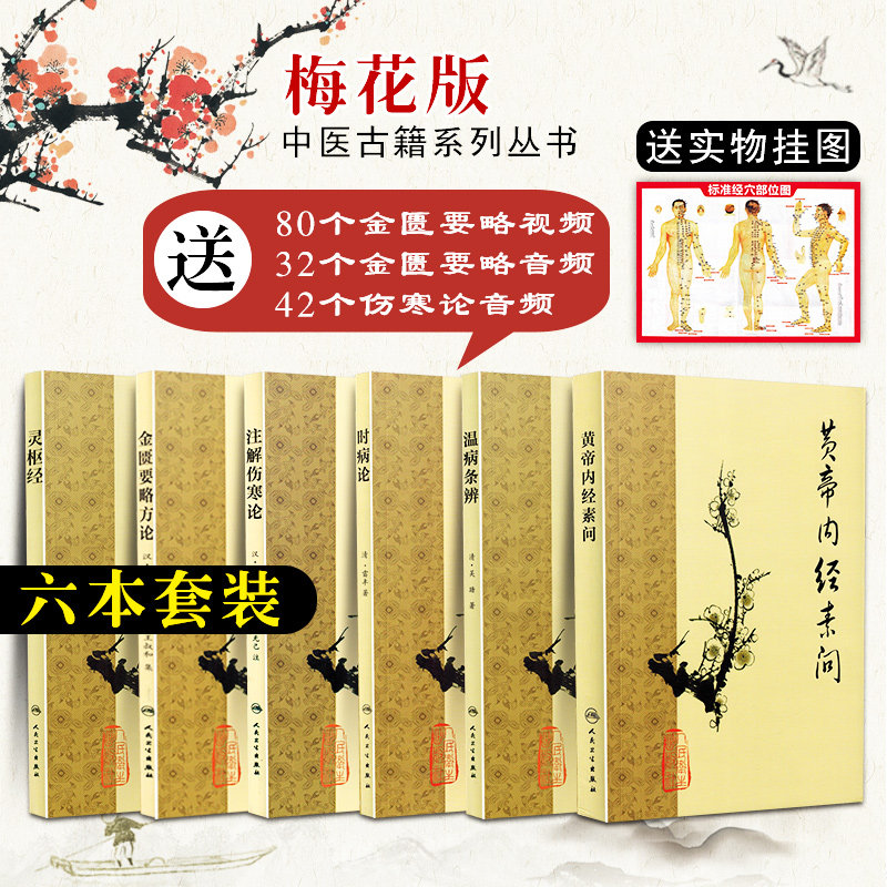 正版6本 黄帝内经素问+温病条辨+灵枢经+注解伤寒论+金匮要略方论+时病论  梅花版 中医古籍系列 人民卫生出版社