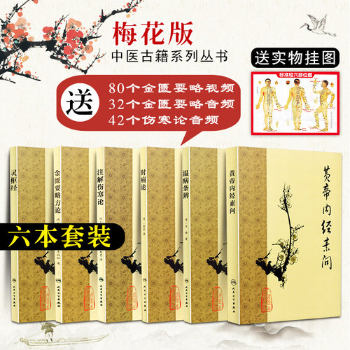 正版6本 黄帝内经素问+温病条辨+灵枢经+注解伤寒论+金匮要略方论+时病论  梅花版 中医古籍系列 人民卫生出版社