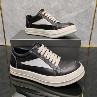 25新款厚底真牛皮黑白板鞋自主定制侵权RO风男女款小众鞋顽刻板鞋