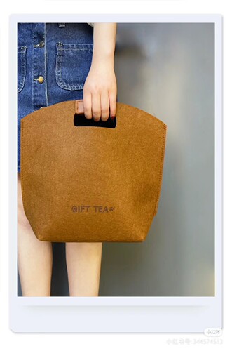 毛毡文件袋PU手提毛毡袋子刻字公司定展会毛毡包包印logo