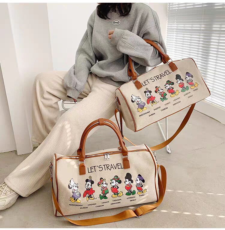 旅行包女短途大容量卡通帆布包装衣服收纳袋手提包女士旅游行李包