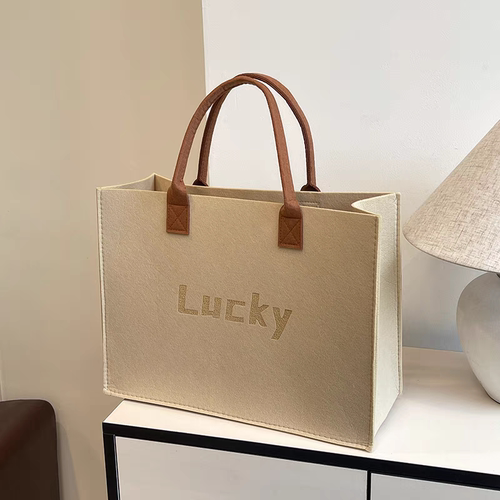 一嘉潮牌毛毡包手提袋伴手礼大容量托特手拎包礼品购物袋定制log