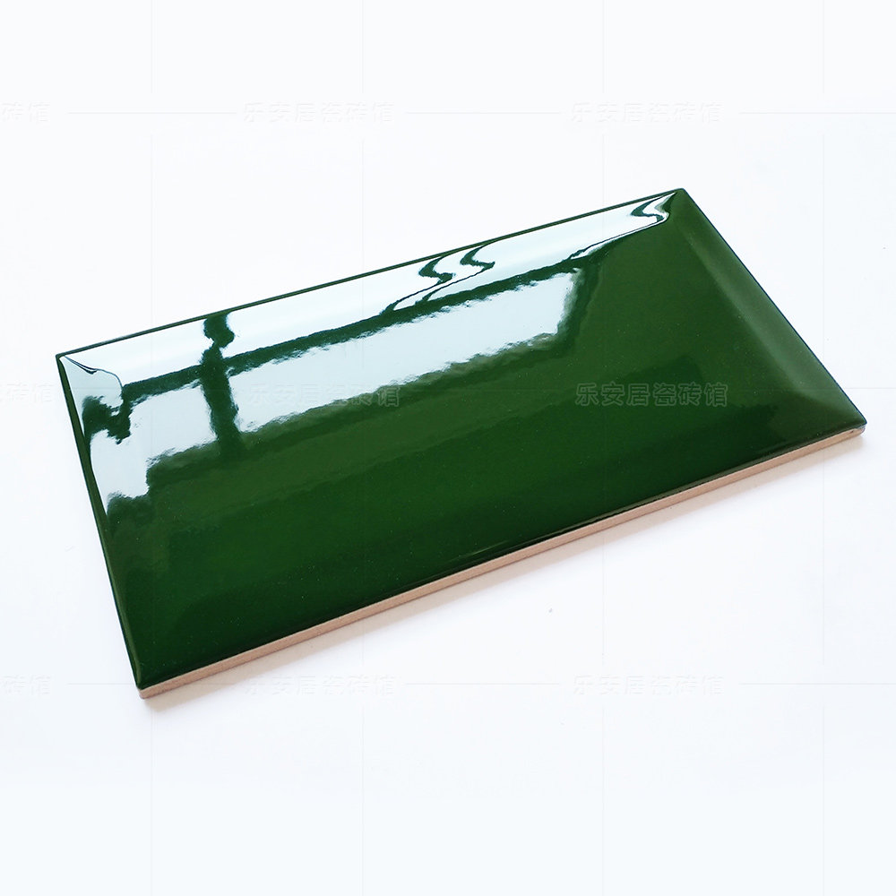 复古风墨绿色长条砖 民宿卫生间浴室装修墙砖  100*200斜边面包砖