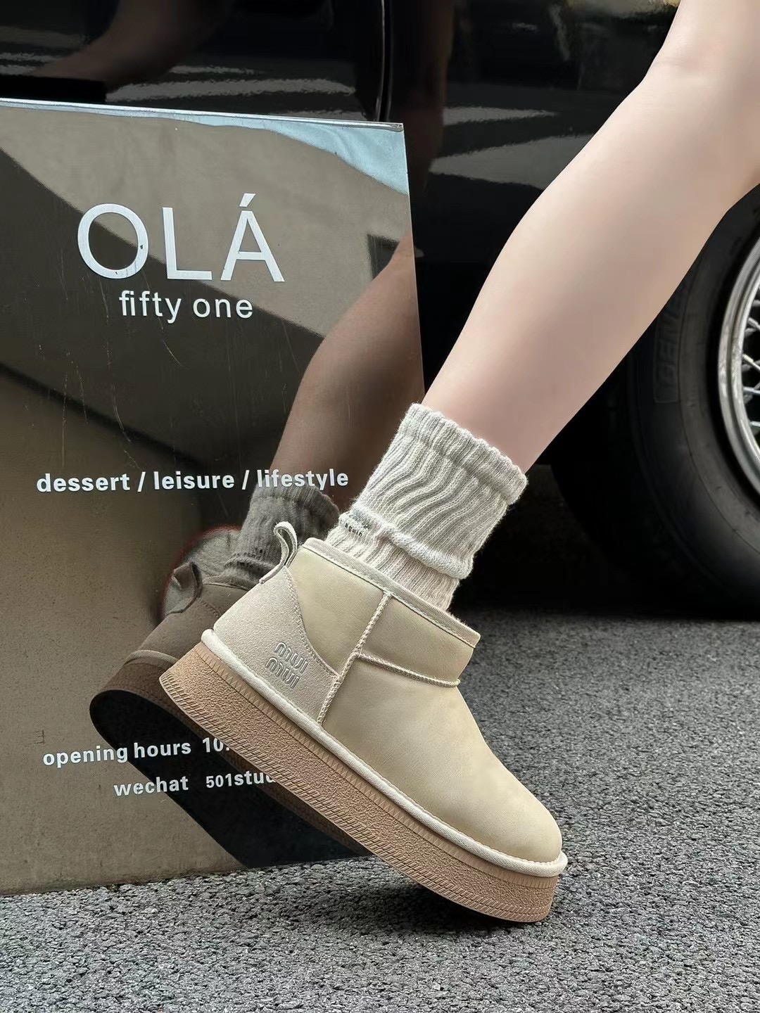 2023新款真皮雪地靴厚底