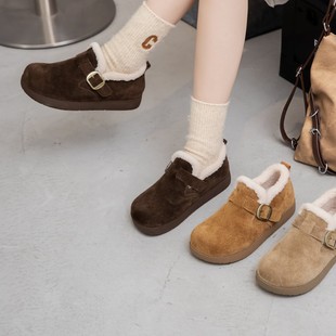 复古勃肯鞋 棉鞋 女绒里保暖厚底圆头搭扣舒适女鞋 新款 冬季 205冬季