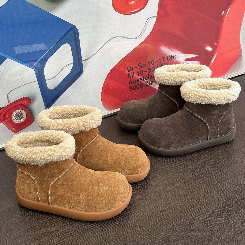 厚底小土豆雪地靴2025冬季新款厚绒保暖真皮大棉东北套筒博肯棉鞋