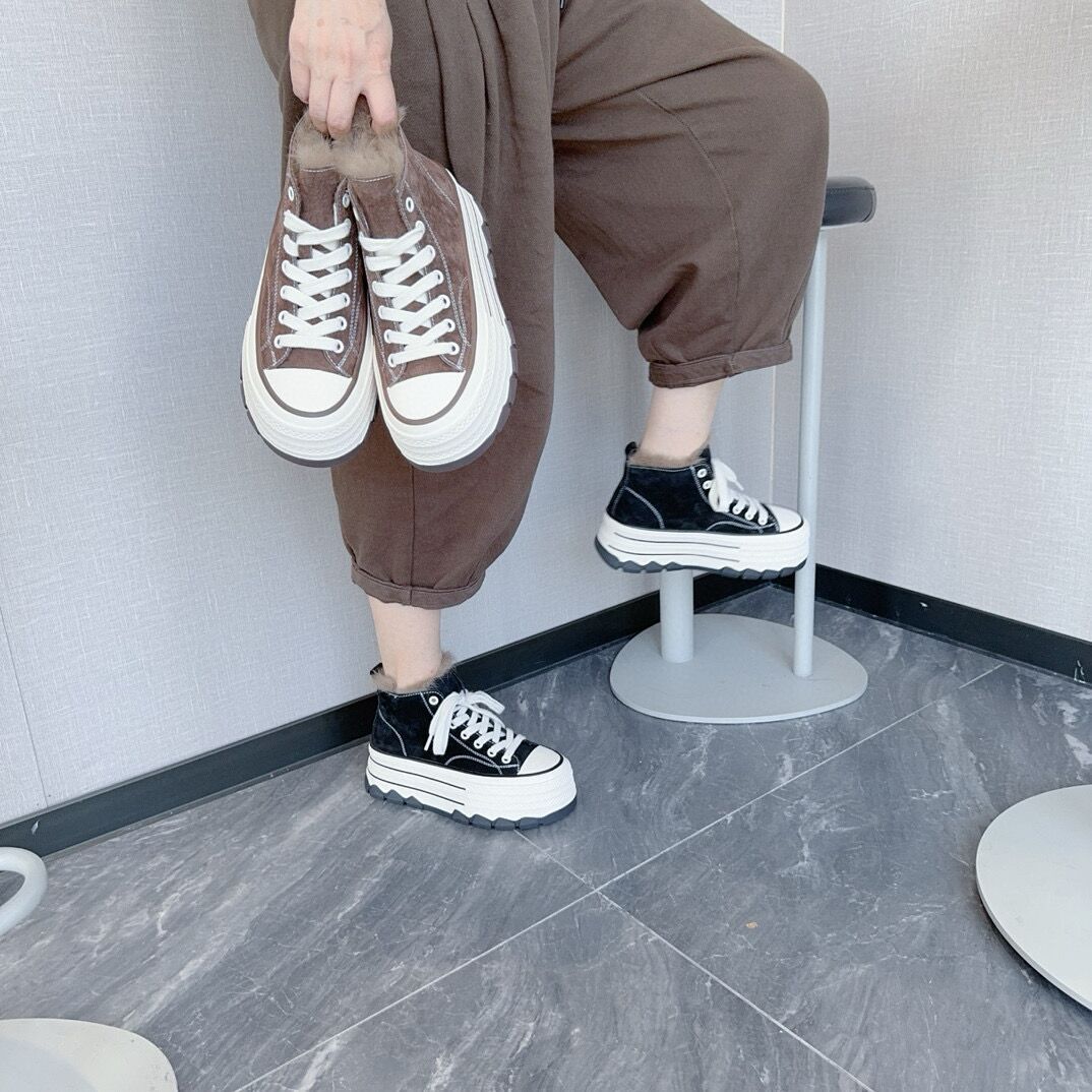 高帮帆布鞋女款夏季2025新款韩版户外运动鞋百搭学生厚底休闲板鞋