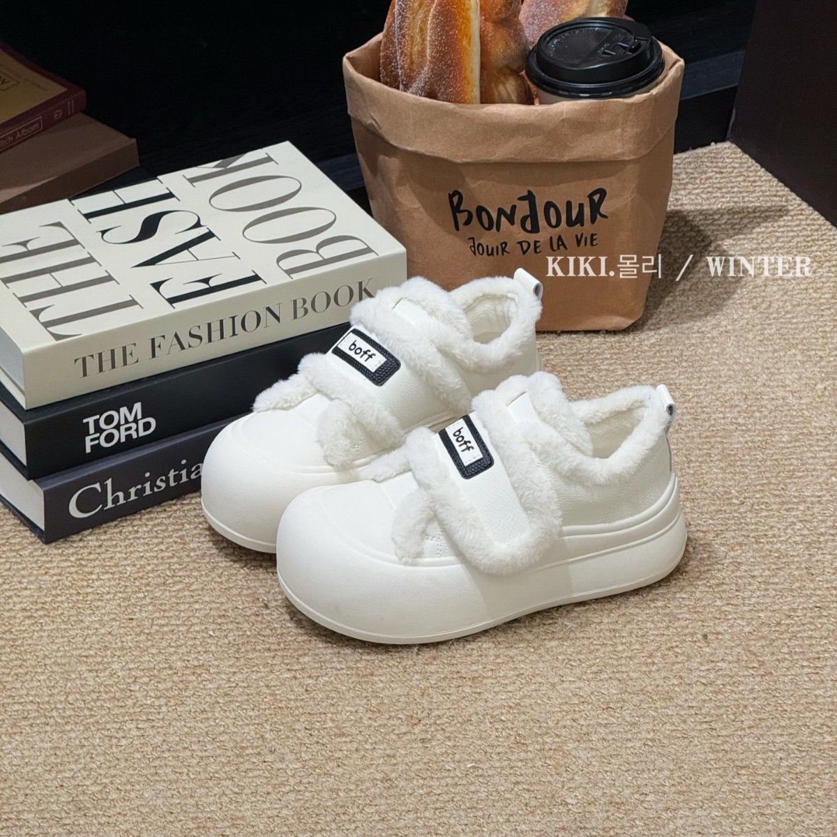 秋冬魔术贴加绒板鞋女ins潮2025新款复古厚底加厚百搭保暖松糕鞋