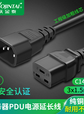 包邮3C认证国标纯铜电源线PDU服务器线UPS延长线 C14公头-C19母头
