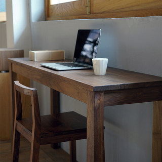 北美黑胡桃木书桌实木细长窄桌玄关桌简易写字台原木靠墙工作长桌