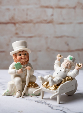 陶瓷美国手绘人偶描金摆件装饰品