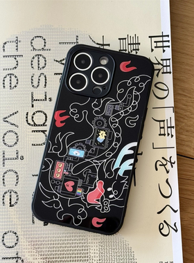 适用苹果/华为Pura70Pro/小米/OPPO/VIVO/IQOO13全包AG玻璃手机壳iPhone16/15/14/13/12/11Promax黑色男女款