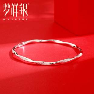 间砂简约时尚 梦祥银莫比乌斯足银999手镯女银年轻款 手环 电商