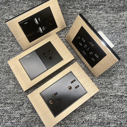 台湾插座铝质118型琴键开关带LED