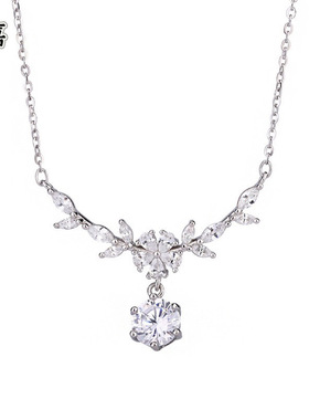 繁花银花麦穗项链女ins风小众轻奢百搭级感镶钻简约生日礼物女