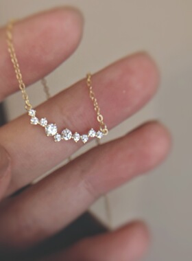 满钻微笑项链小众级感气质锁骨链女夏2024新款生日礼物送女友