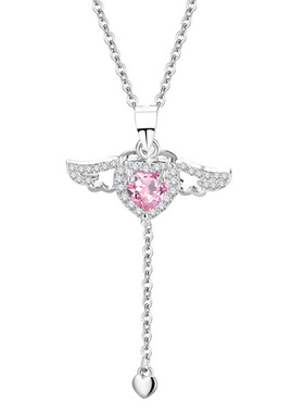 丘比特之心项链女小众爱心锁骨毛衣链2024新款镶嵌轻奢级感