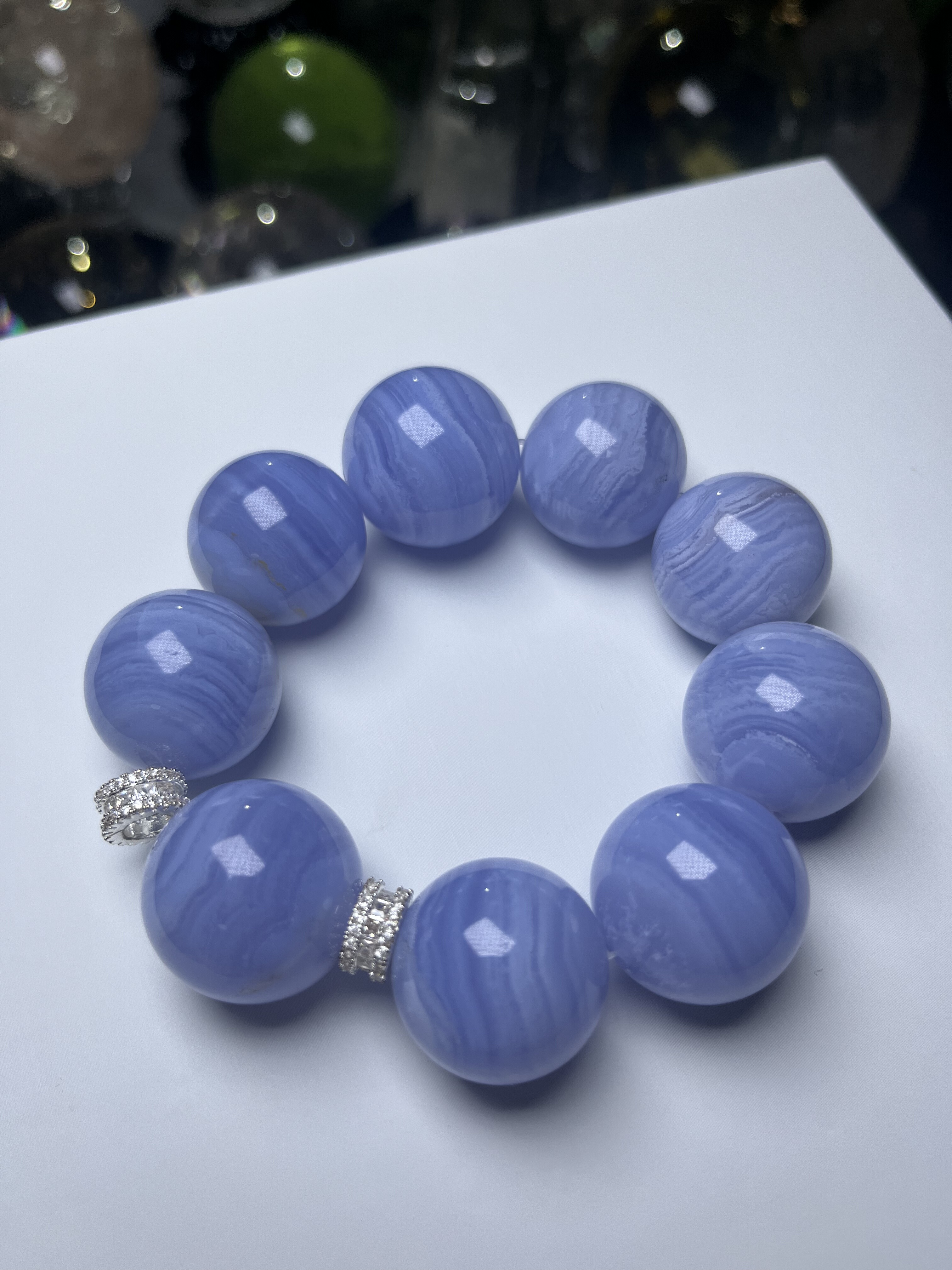 蓝纹玛瑙大咪手串23mm～24mm