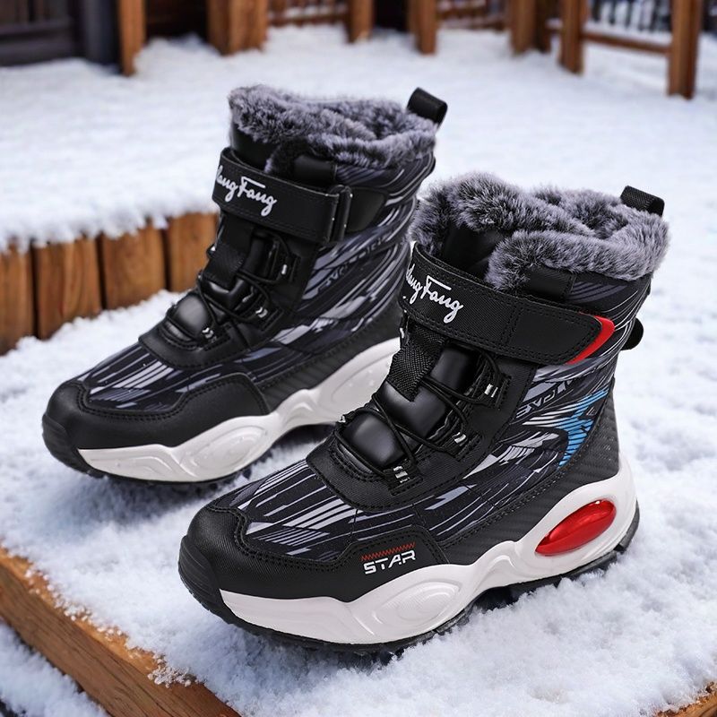 狄猛儿童雪地靴防水巨厚男童冬鞋