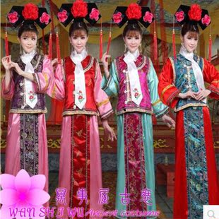 清朝古装还珠格格服装满族女古代宫女甄嬛万圣节运动会班服演出服