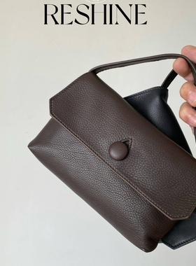 sally bag 胎牛皮纽扣包手提包极简风复古精致小方包时尚手机包女