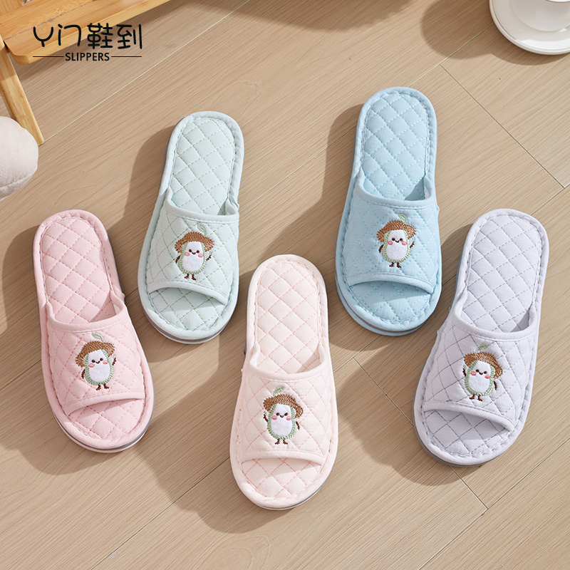 新款纯棉布艺拖鞋静音防滑加厚