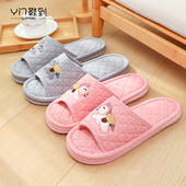 布艺拖鞋 三层加厚底韩版 家居静音拖鞋 2025新款 透气可机洗外贸拖鞋