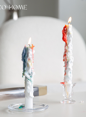 彩色滴泪蜡烛家用浪漫烛光晚餐长杆蜡烛婚喜庆五颜六色氛围感装饰
