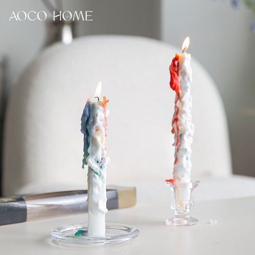 五颜六色滴泪蜡烛浪漫氛围感装饰