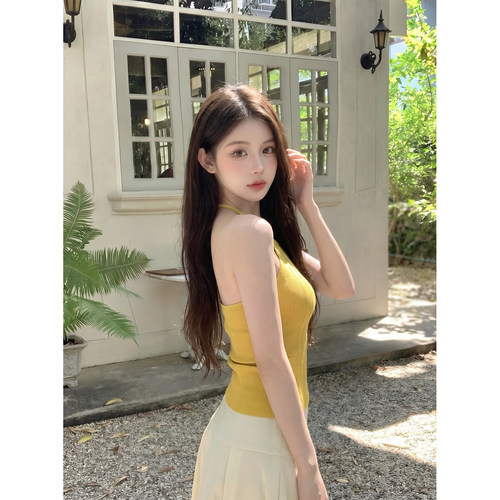 夏季纯欲镂空露背显瘦短款背心