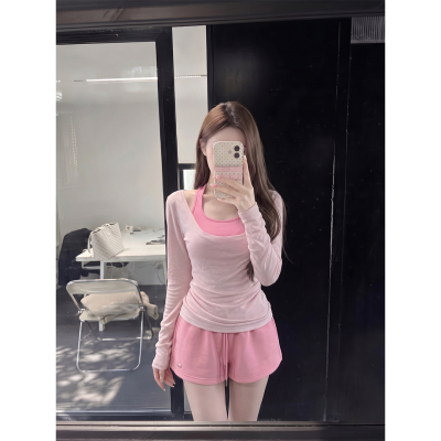 小个子早秋短裤胸垫套装