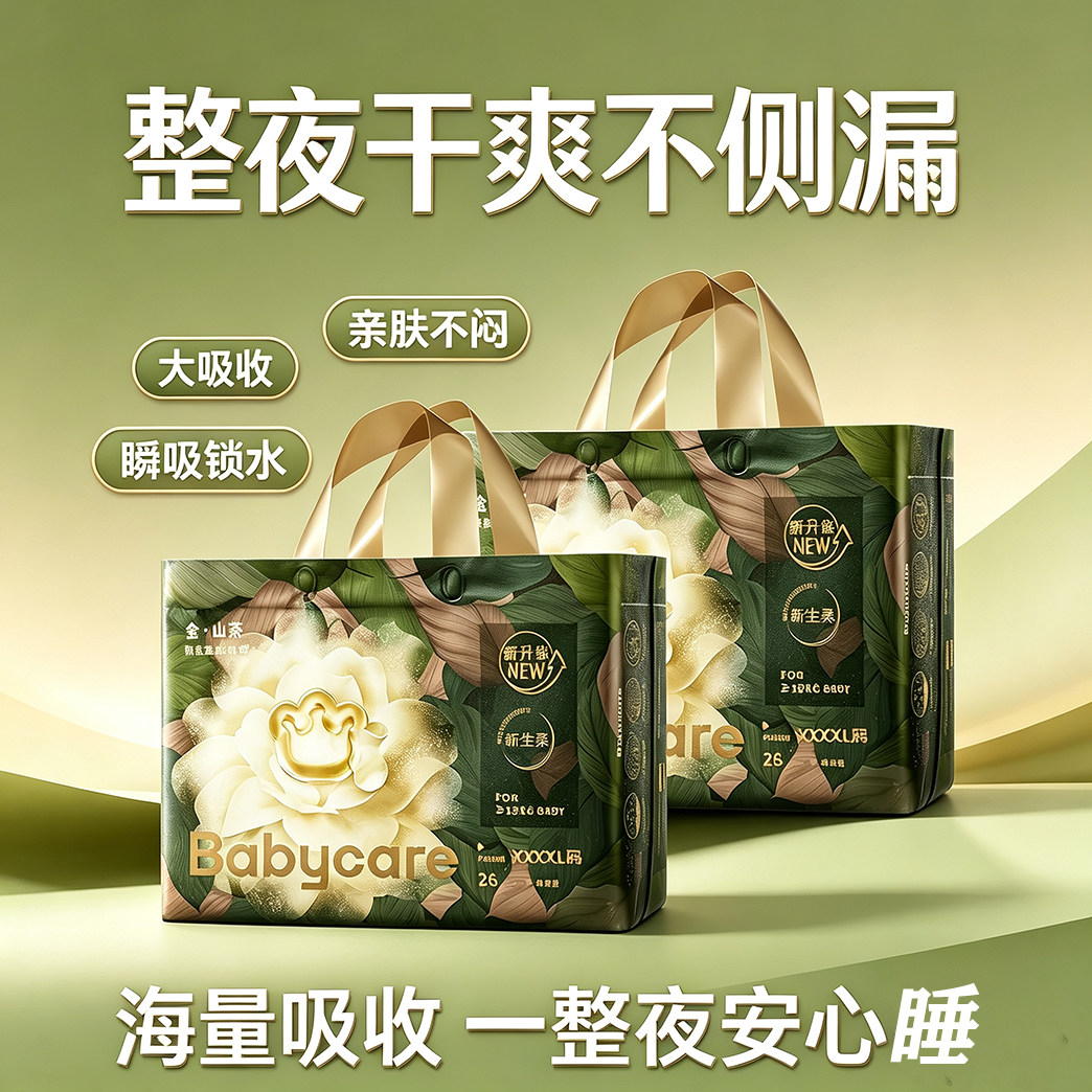 【到手2包】babycare金山茶纸尿裤bbc花苞裤拉拉裤新生超薄尿不湿