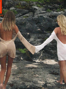 MEMORYBABY度假沙滩裙欧美性感露背长袖防晒沙滩裙长裙泳衣外罩衫