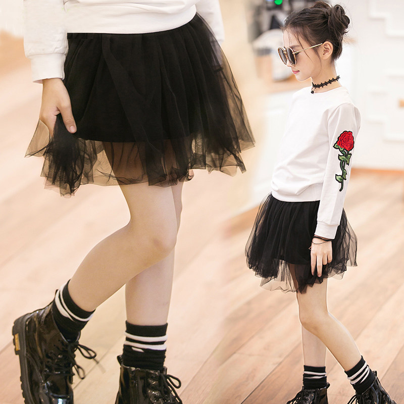 2022中大童秋装新款女童半身裙童装儿童裙装蓬蓬裙下装女孩短裙