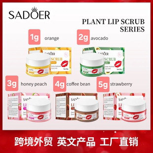 包邮全英文唇部磨砂膏20g SADOER香橙保湿唇周唇膏秋冬季跨境外贸