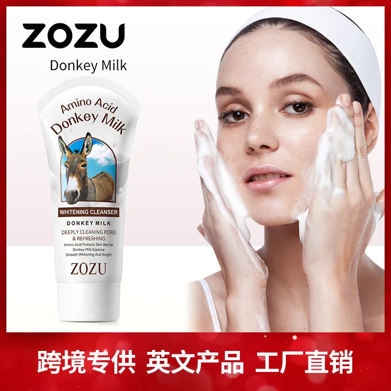 全英文驴乳洗面奶 ZOZU氨基酸清洁不刺激洁面乳跨境外贸