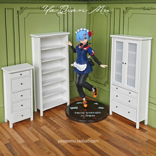 客厅展示柜 1:10分手办bjd娃屋微缩场景布置家具ob11迷你客厅实木