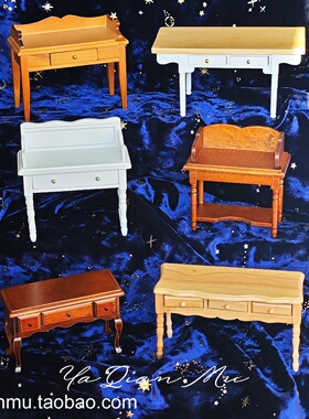 书桌 1:12微缩家具bjd娃娃屋ob11迷你家具模型木质书房课桌子椅子