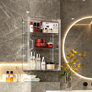 化妆品收纳盒壁挂式护肤品面膜香水置物架浴室防尘亚克力展示柜子