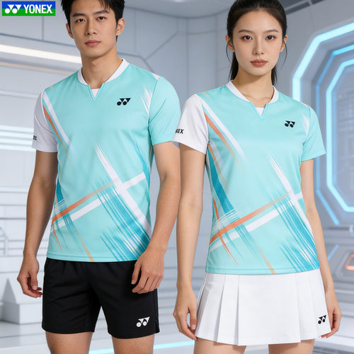 官方YONEX尤尼克斯羽毛球服套装男女速干运动服yy短袖110105BCR