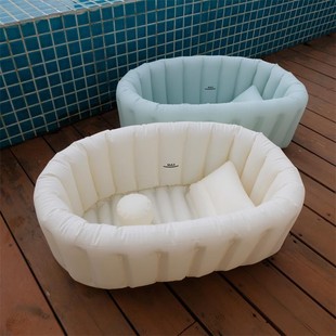 宝宝充气可坐躺加厚浴盆新生婴儿酒店洗澡盆儿童旅行外出便携折叠