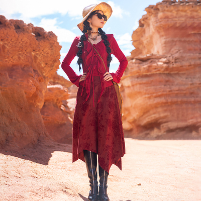 理想三旬中长款不规则复古半身裙