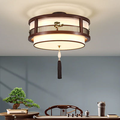 实木吊灯新中式过道玄关长廊餐厅