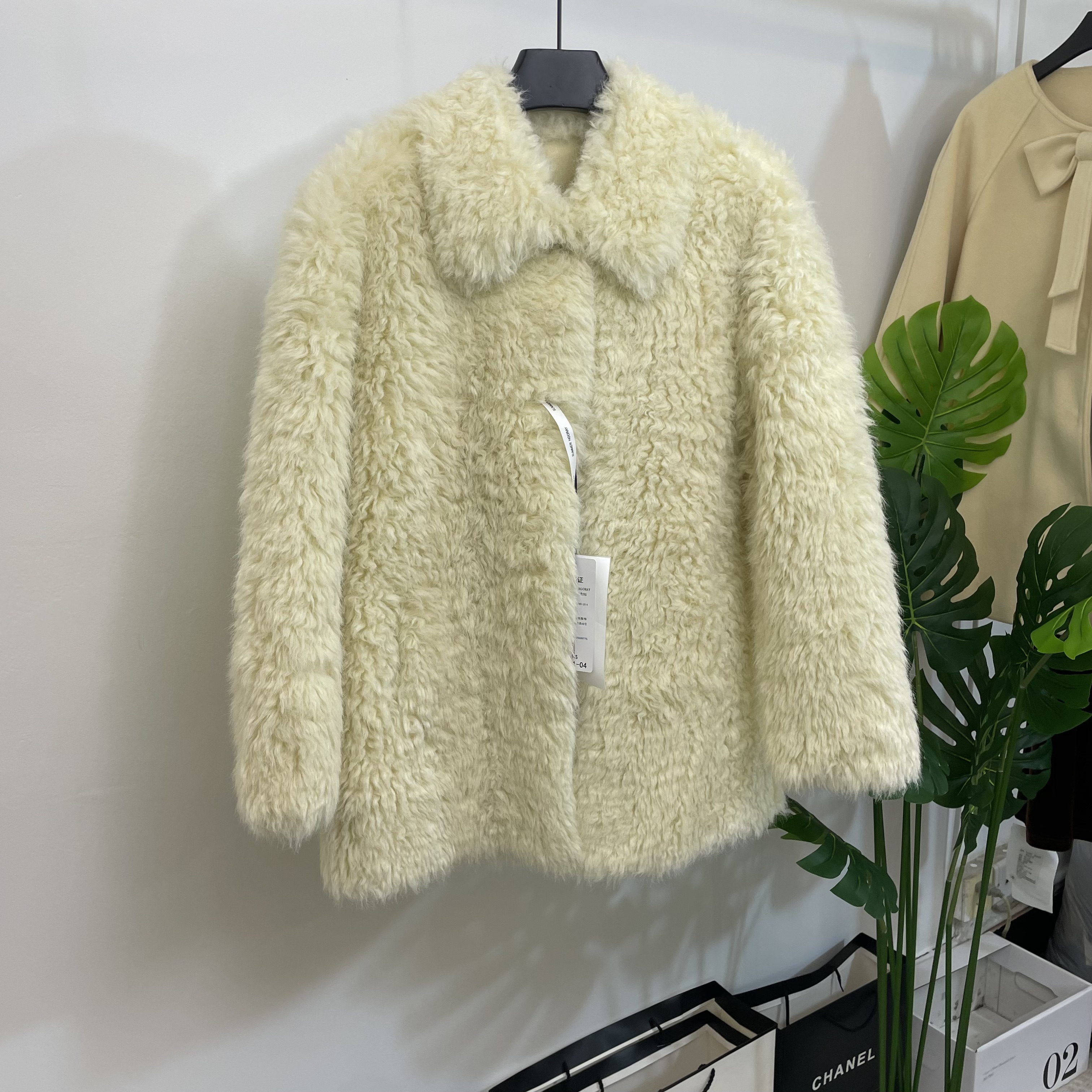 韩版翻领羊羔毛皮毛一体外套