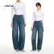 UTAOTUO「解压系列001」四面弹分割线设计感宽松阔腿弯刀牛仔裤