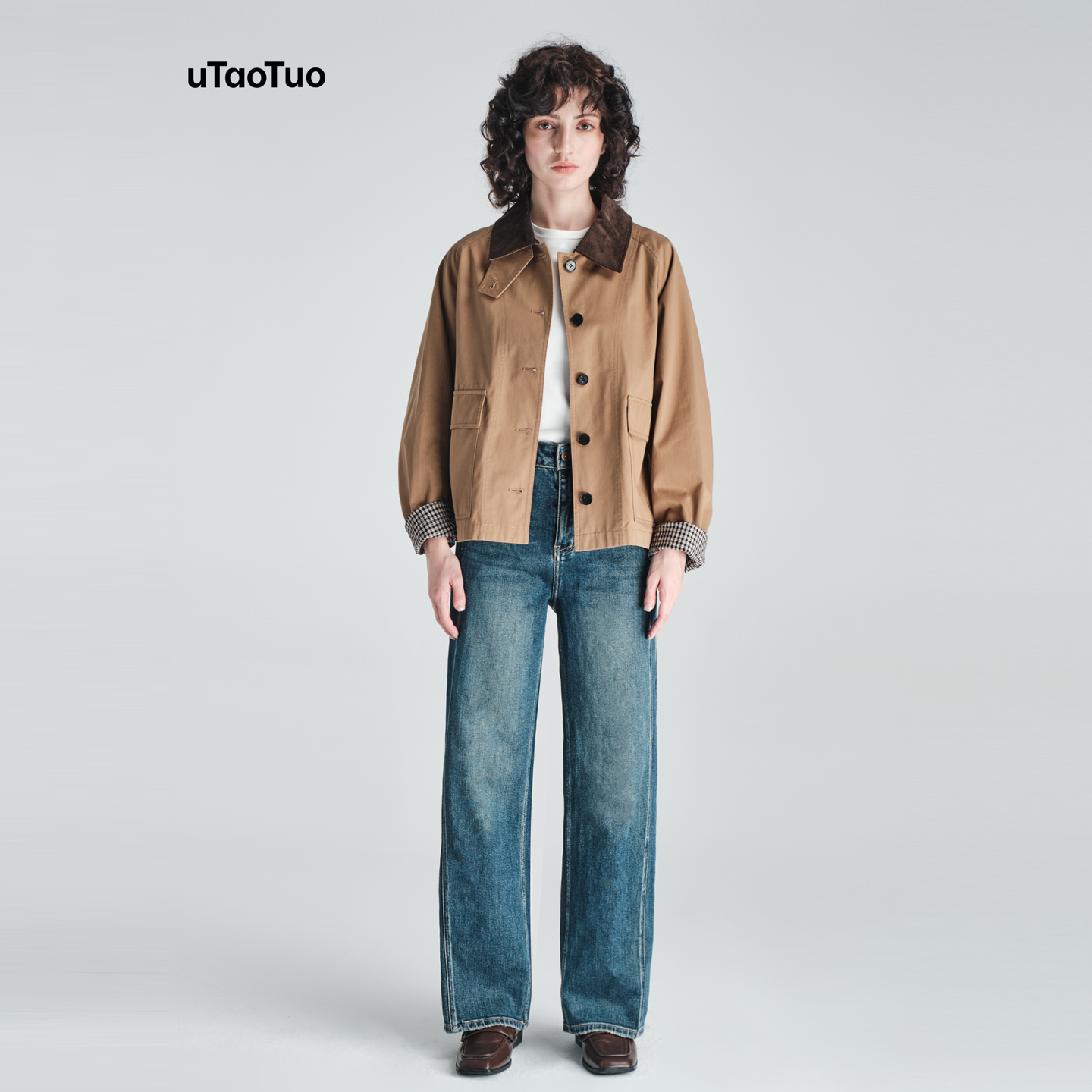 UTAOTUO又逃脱窄版直筒牛仔裤