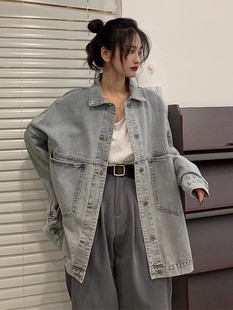胖妹妹港风复古牛仔外套女春秋冬大码chic百搭宽松夹克上衣潮ins
